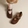 Sapatos Mary Jane Estampa Leopardo Retrô Femininos Primavera Verão 2026 Novos Sapatos Single Franceses Uma Tira Planos Sola Macia Sapatilhas