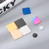 Colgante de placa de identificación para perro de acero inoxidable europeo y americano, etiqueta cuadrada pulida a espejo con logotipo grabado con láser, se puede convertir en llavero