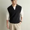 Suéter de malha falso de duas peças masculino yingao, novo colete de malha masculino com gola virada, caimento solto para outono e inverno, malha masculina transfronteiriça