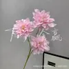 Dália Artificial com 3 Flores, Haste Única, Flores Artificiais em Cores de Primavera para Casamentos, Decoração da Janela de Monet, Flores Perfumadas