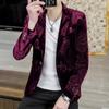 Bolso real Novo terno de veludo dourado jacquard casaco estampado com padrão de dragão e tigre estilo chinês 2022 slim terno único