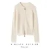 Suéter de Cashmere 100% Cashmere Puro Cardigã Fashionável Elegante Emagrecimento Suéter com Zíper no Peito Cardigã de Gola Redonda Feminino