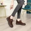 Botas 2025 Novo Estilo Solado Macio Botas Curtas de Outono Marrom Couro Bovino de Primeira Camada Botas Martin Retro Couro Genuíno Solado Grosso Botas Individuais para Mulheres