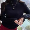 Nuevo Suéter de Punto Versátil con Botones 2025 Suéter Base de Punto Simple de Cuello Alto Delgado Elegante con Estilo para Mujer