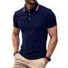 Camisetas Listradas de Manga Curta Europeias e Americanas para Homens, Camisas Baratas Plus Size, Camisas Básicas Slim Fit, Camisas Polo de Negócios, Exportação