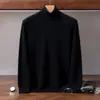 Suéter de cachemira de cuello alto para hombre, capa base de punto para otoño e invierno, de manga larga, corte holgado, cálido, suéter casual de lana para usar en capas