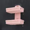 Jabonera creativa sin perforaciones, desagüe para baño, jabonera de pared, soporte para baño con ventosa, jabonera de doble capa