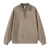 Moletom gola alta de luxo leve, estilo retrô americano para homens, nova coleção outono/inverno 2026, modelagem solta, manga longa, top de malha para usar como base