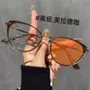 Estilo Igual de Celebridade da Internet Xiaohongshu Olho de Gato Armação de Metal Transfronteiriça Óculos para Miopia Podem Ser Equipados com Lentes Planas Retrô Óculos de Armação Completa