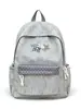 Mochila estrellas brumosas azul claro y gris, edición limitada de verano, mochila de viaje fresca y vibrante para niñas y estudiantes