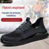 Sapatos de Segurança Transfronteiriços para Homens, Sapatos de Trabalho Anti-Esmagamento e Anti-Perfuração, Sapatos de Proteção do Trabalho de Verão Respiráveis em Malha Voadora para Esportes Sem Cansar Após Ficar em Pé por Longo Tempo
