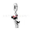 Plata Chapada Panjia Mickey Minnie con Cuentas Encanto de Estrella Azul Colgante de Taza de Café Accesorios de Pulsera de Manzana Roja diy