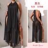 Suministro Transfronterizo de Aliexpress Cuello Halter Sexy Espalda Descubierta Color Sólido Malla Fina Seductivo Camisón Ropa de Casa Al por Mayor 907