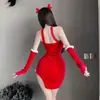 Ropa Íntima Sexy Nuevo Traje Uniforme de Fiesta Navideña Cos Traje Navideño Pura Deseo Bata de Noche Rojo Traje de Año Nuevo