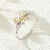 Anillo Abierto de Mariposa Versátil Exquisito para Uso Diario Anillo para Dedo Índice Fresco y Dulce Anillo con Diseño Ajustable