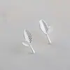 Pendientes de botón de hoja de plata de ley s925, frescos, de temperamento simple, estilo coreano, de moda, con sentido del diseño exquisito, para mujer