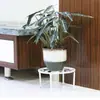 Suporte de Flores de Ferro Forjado de Camada Única Estilo Europeu para Chão Varanda Sala de Estar Exterior Prateleira para Vasos de Flores Simples Verde Rosa Pequena Baixa