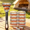 Item de Exportação Mais Vendido: Barbeador Manual Laranja com Lâminas de Seis Camadas, Cabeça e Cabo de Barbeador Manual Masculino