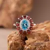 Anel de Amethysto Natural, Citrino e Peridoto, Anel de Girassol em Prata de Lei S925 com Pedras Coloridas, Anel Feminino, Direto da Fábrica Fonte
