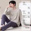 Pijama Masculino, Estilo Outono e Inverno, Tamanho Grande, Gola Redonda, Pulôver, Mangas Longas, Calça Longa, Estilo Casual Simples para Adolescentes, Pode Ser Usado Fora de Casa como Roupa de Casa