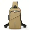 Mochila de Pecho con Candado de Combinación Antirrobo Película de Cuero Impermeable Puerto de Carga USB Multifuncional Deportiva de Hombro Único Cruzada para Montar en Motocicleta