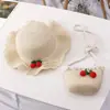 Bolsa Fresca Pequena Proteção Solar Chapéu de Sol Chapéu de Praia de Verão para Crianças Chapéu de Palha Ondulado Chapéu de Sol Dia das Crianças Presente de Aniversário