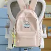Bordado de Cachorrinho Macio e Fofo Estilo Healing Mochila Estudante na Cor Pêssego Claro, Estilo Fresco de Verão, Mochila Pequena para Viagem de Melhores Amigos