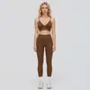Nuevo Conjunto de Yoga de Color Sólido sin Costuras con Doble Tirante para Mujer Transpirable Alta Elasticidad Conjunto de Sujetador Ropa Deportiva para Correr Fitness