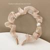 Novo Pearl Hair Hoop Estilo Coreano Pequeno Fresco Pure Color Fine Hair Bundles Acessórios de Cabelo Fairy Internet Vermelho Pressionado Cabelo Rugas Cabeça Hoop