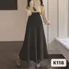 Saia Tricô Lisa para Mulheres, Novo Estilo Outono e Inverno, Barra Larga, Saia Evasê Emagrecedora, Plissada, Fluida, Saia Longa Evasê