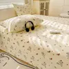 Lençol de Cama de Tecido Grosso de Algodão Espesso Desenho Animado, Conjunto de Três Peças de Lençol de Cama Individual para Dormitório de Estudante Algodão Puro para Todas as Estações