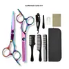 Set de Tijeras Profesionales para Peluquería de Venta Caliente Transfronterizo, Acero Inoxidable de Colores, Piezas de 6 Pulgadas, Tijeras para Peluquería Casera, Tijeras Entresacadoras Planas