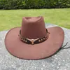 Sombreros de Estilo Étnico Transfronterizos, Sombreros de Vaquero Occidental, Sombreros de Desempeño de Xizang, Sombreros de Caballero de Lana Retro Europeos y Americanos