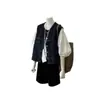 Chaleco vaquero de capas estilo Hong Kong vintage para mujer, chaqueta sin mangas estilizada y elegante