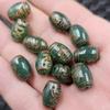 Ágata Verde Carácter Jade Tianzhu Cuentas Dispersas Ágata Línea Dorada Ovalado Cuentas Arroz Lezi Lutong Accesorios de Joyería Cuentas