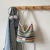 Bolso Tejido de Moda con Bloques de Color para Mujer 2026 Primavera Nuevo Estilo Ins Simple Casual Bolso Cubo Elegante Bolso de Hombro