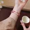 Tienda de Fábrica Auténtico Pulsera de Cristal de Fresa Natural Pulsera de Perlas para Mujer Pulsera de Doble Círculo Regalo Flor de Durazno
