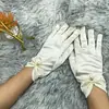 Suministro Directo de Fábrica Guantes de Satén Elástico Sencillos con Perlas Accesorios para Vestido de Novia Velos Guantes