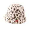 Al por mayor 25 Años Otoño e Invierno Nuevo Disparo Real Estampado de Leopardo Peluche Retro Sombrero de Pescador para Mujer Cálido Sombrero de Cubo Tendencia