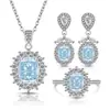 Venta caliente de transmisión en vivo: Set de Girasol de Diamante de Alto Carbono para Mujer con Piedras Preciosas de Corte Iridiscente, Anillo Chapado en Oro Real, Pendientes, Collar, Colgante