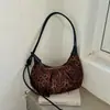 Bolsos de Ante y Terciopelo Europeos y Americanos de Nicho para Mujer Otoño Retro Moda Estampado de Leopardo Tono Maillard Bolso de Hombro Único Cruzado