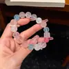Pulsera de Cristal con Múltiples Piedras Preciosas Naturales con Cristal Rosa Flor de Cerezo, Cristal Fantasma Copo de Nieve, Aguamarina y Cuarzo Rosa, Estilo Único y Fresco