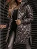 Jaqueta acolchoada de algodão com capuz para outono e inverno 2024, nova, comércio exterior transfronteiriço europeu e americano, roupas acolchoadas de algodão longas
