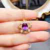 Venta al por mayor de fábrica Popular Colgante de Amatista Natural Plata S925 Incrustado Piedra Principal 7*9 Joyería de Lujo Venta Directa de Fábrica