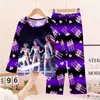 2026 Ropa de dormir infantil del sudeste asiático Conjunto shaggy de manga larga y pantalón largo para niños Ropa de casa de dibujos animados para niñas Demon Slayer