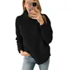 Otoño/Invierno 2025 Moda Femenina Europea y Americana de Amazon Transfronterizo Nuevo Sudadera de Color Sólido de Cuello Alto Peluda Top de Felpa para Mujer