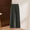 Calça de flanela de lã perna larga feminina inverno flanela de acetato xadrez calça de perna reta 2026 nova elegante versátil casual