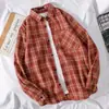 Primavera e Outono Hong Kong Estilo Ins Plaid Camisa Masculina de manga comprida Estilo coreano elegante Camisa fina Casual All-match Shirt Jaqueta