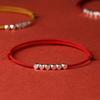 Cuerda roja de año de nacimiento para hombres y mujeres con pulsera de plata S925 plata rota cuerda roja tejida a mano simple para combinar con todo