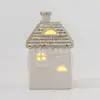 Casa de Cerámica Navideña con Recortes Creativos, Adornos Luminosos LED, Decoraciones de Casa Navideña con Purpurina Dorado Champagne Transfronterizas